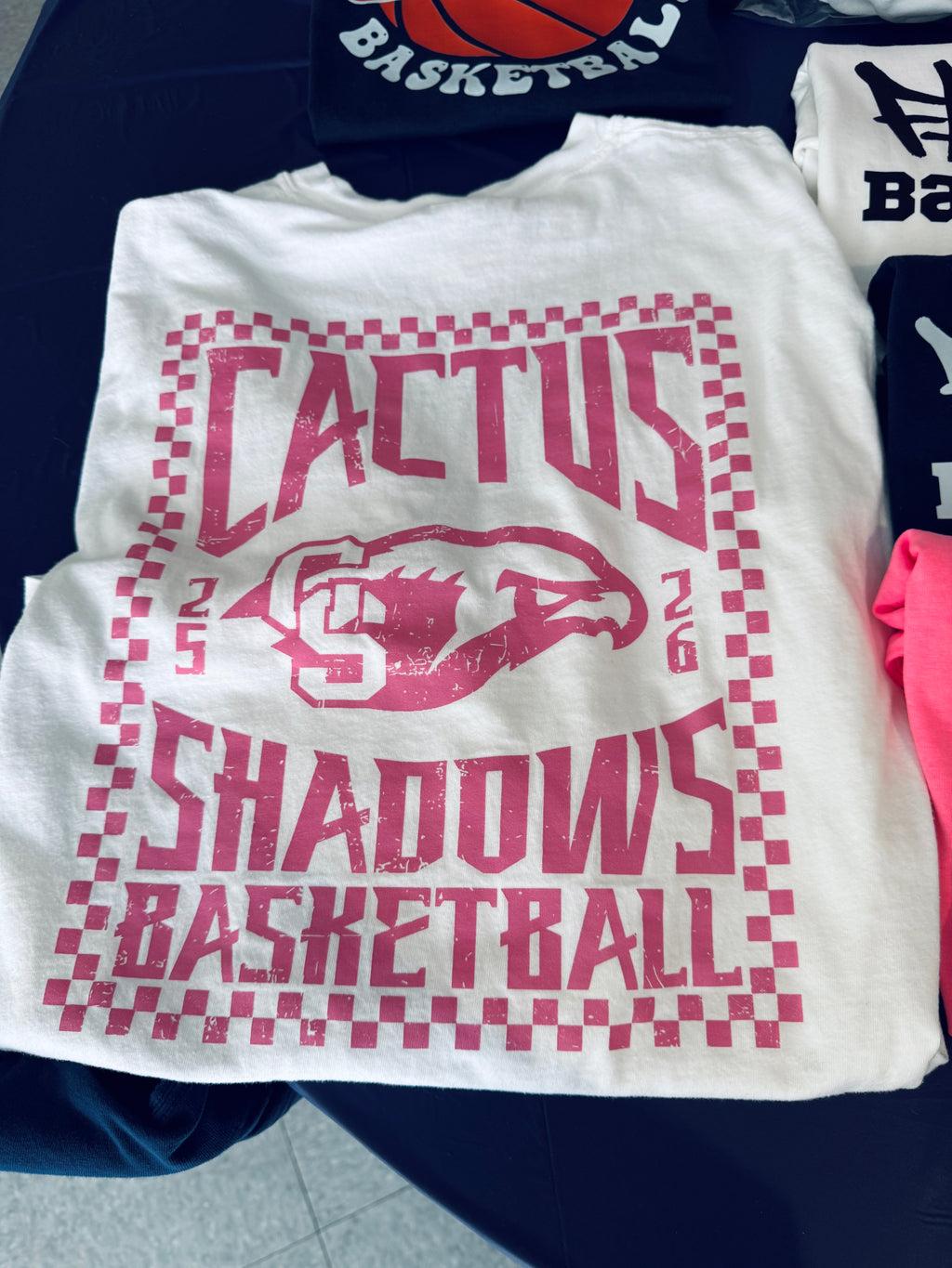 Checkered Falcons Long Sleeve Shirt (White w/Pink)