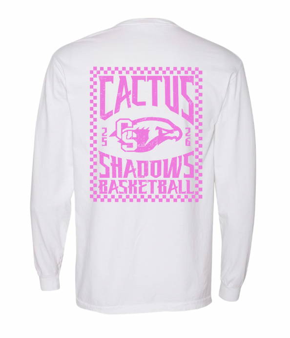 Checkered Falcons Long Sleeve Shirt (White w/Pink)
