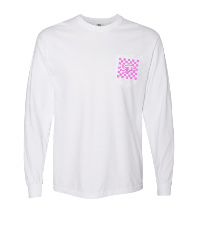 Checkered Falcons Long Sleeve Shirt (White w/Pink)