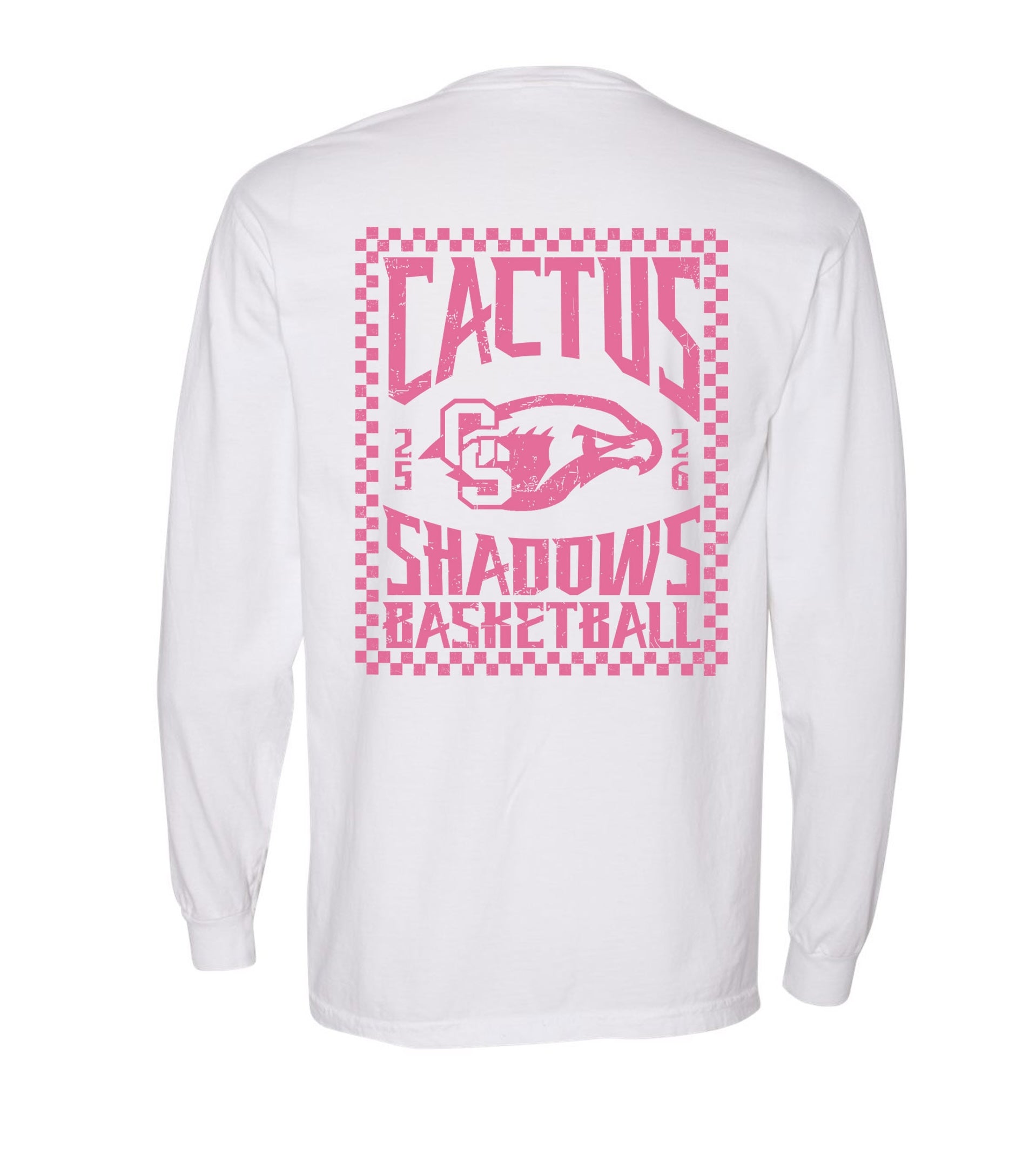 Checkered Falcons Long Sleeve Shirt (White w/Pink)