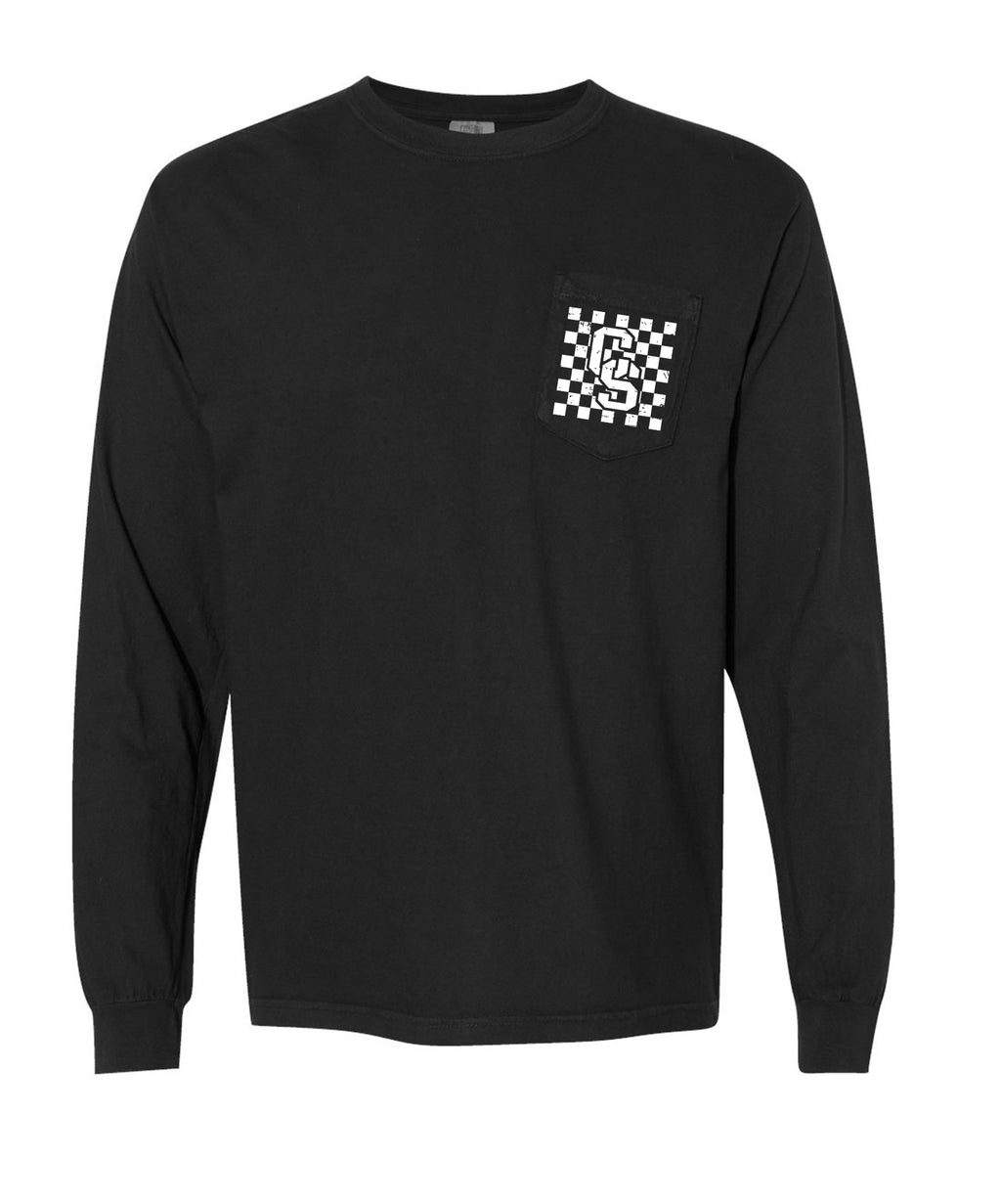 Checkered Falcons Long Sleeve Shirt (Black w/White)