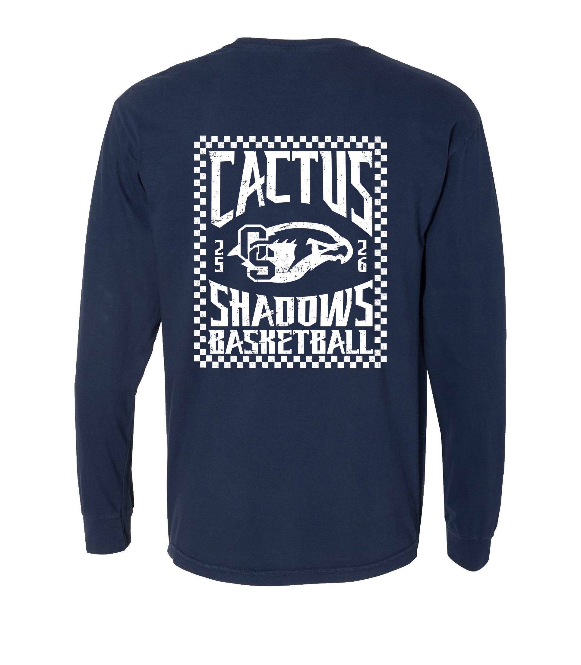 Checkered Falcons Long Sleeve Shirt (Navy w/White)