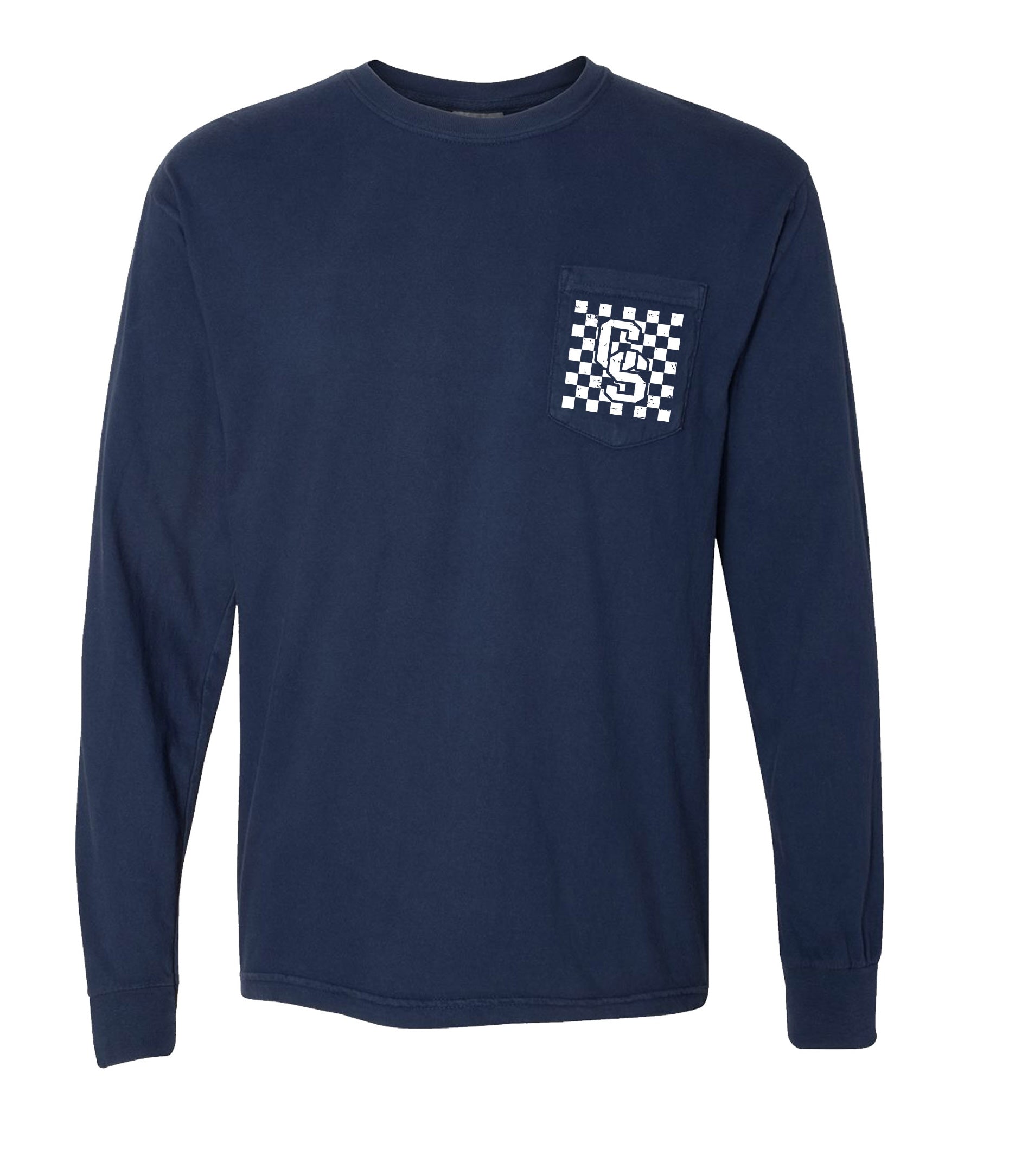 Checkered Falcons Long Sleeve Shirt (Navy w/White)