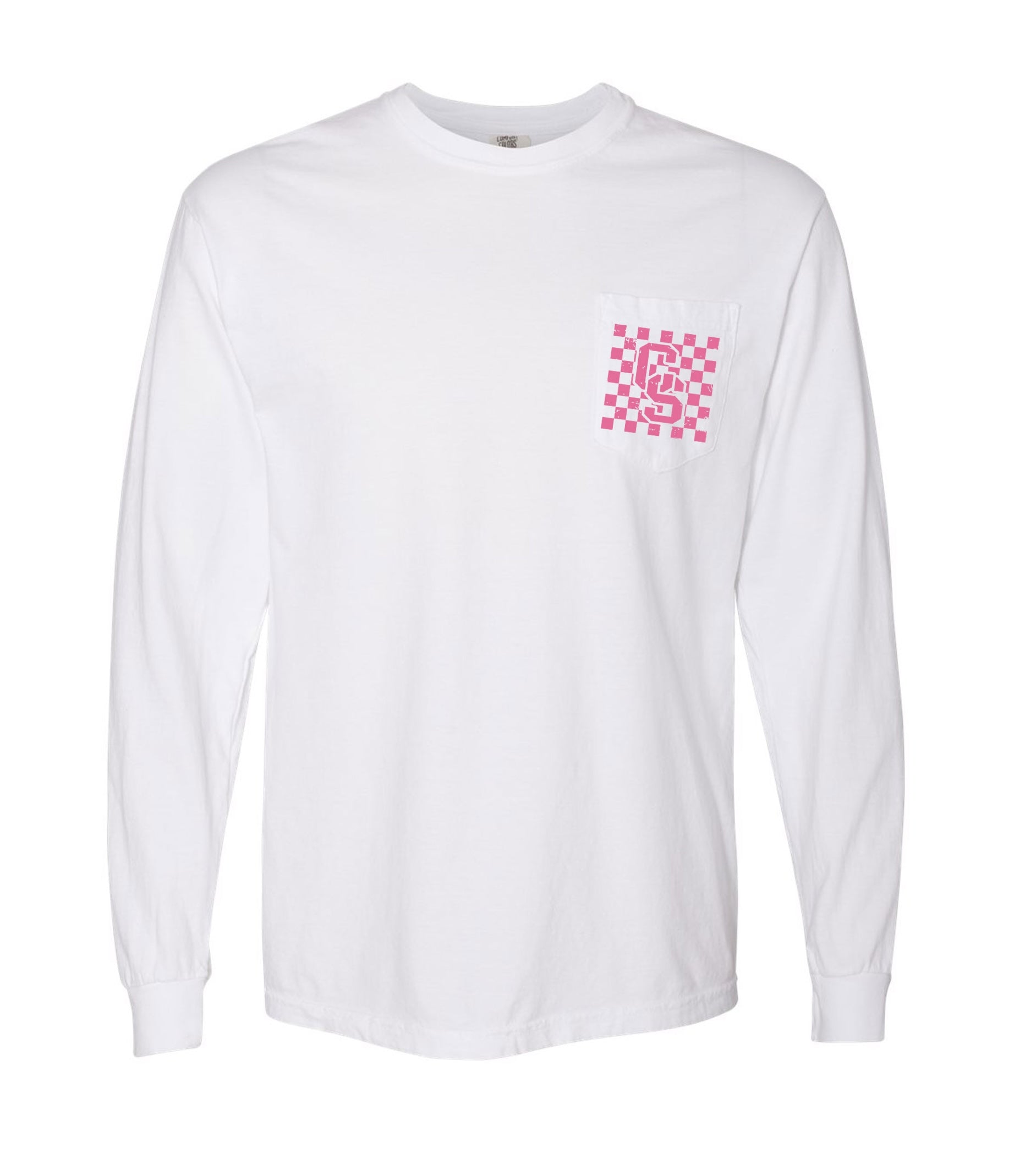 Checkered Falcons Long Sleeve Shirt (White w/Pink)